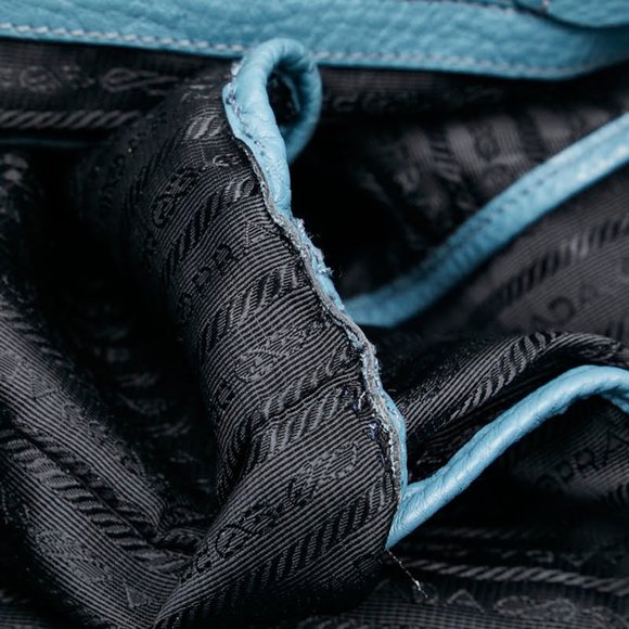 Prada Logo Metal Tote Bag/Shoulder Bag, 2-Way, Blue Leather, Women's, PRADA - Picture 8 of 16